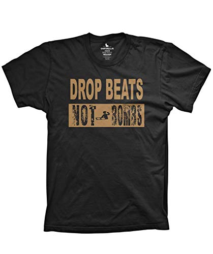 Drop Beats not Bombs funny tshirt graphic music dubstep bass shirt