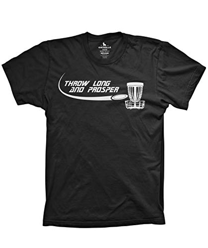 Throw Long and Prosper Shirt Funny Disk Golf Shirt Frisbee Shirts, Black