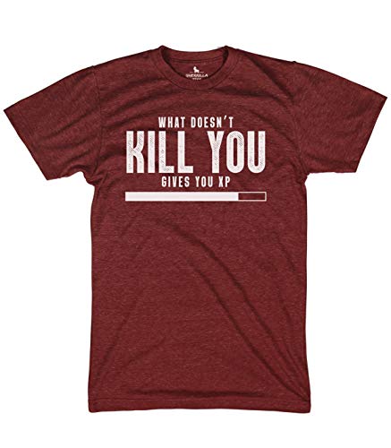 What Doesn't Kill You Gives You XP Funny Dungeons and Dragons Video Game Dice Shirts Heather Black