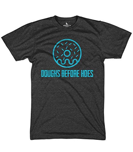 Guerrilla Tees Doughs Before Hoes Funny Graphic Tshirt Frosted Donut Shirt