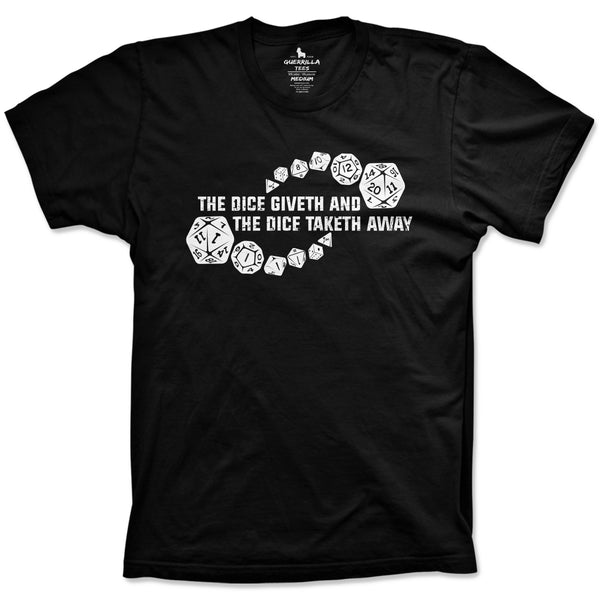 Dice Giveth and dice Taketh Away Funny Shirt Dungeons and Dragons tees, Black